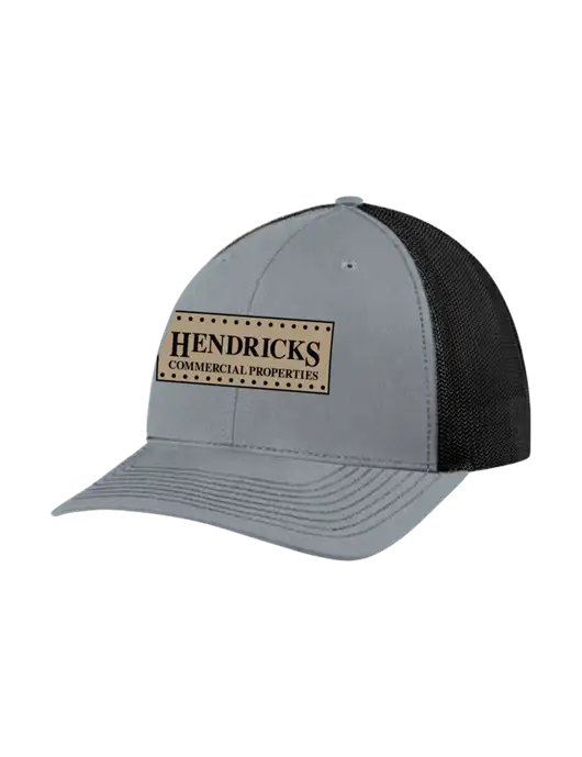 Richardson Adjustable Snapback Original 112 Trucker Cap Heather Grey w/Black Mesh w/Hendricks Commercial Properties Logo
