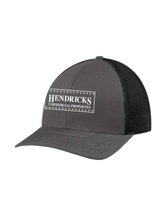 Richardson Adjustable Snapback Original 112 Trucker Cap Dark Grey w/Black Mesh w/Hendricks Commercial Properties Logo