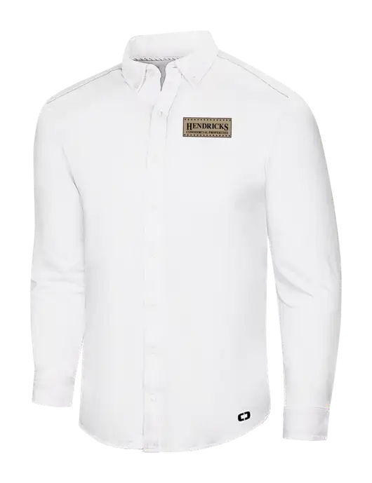 OGIO Bright White Modern Code Stretch Button-Up Shirt w/Hendricks Commercial Properties Logo