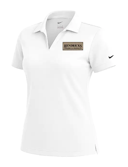 NIKE White Womens Dri-Fit Micro Pique Polo w/Hendricks Commercial Properties Logo