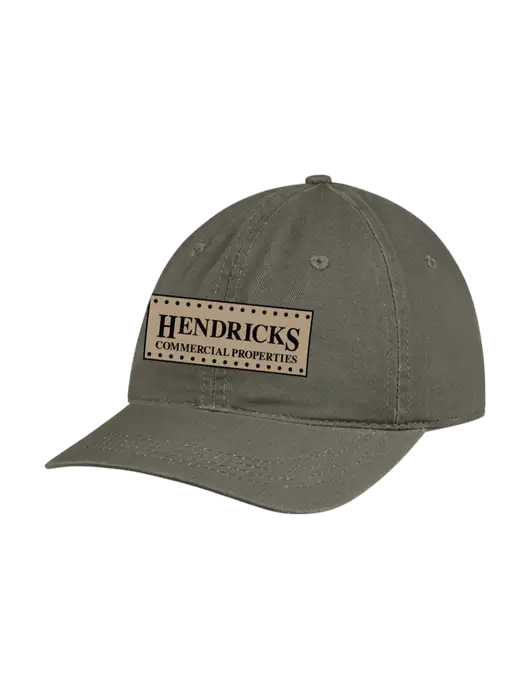 Garment Washed Unstructured Twill Olive Cap w/Hendricks Commercial Properties Logo