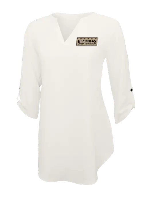 Ivory Womens 3/4 Sleeve Tunic Blouse w/Hendricks Commercial Properties Logo