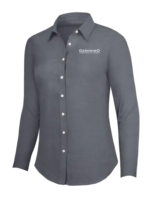 Dark Grey Womens SuperPro Oxford Shirt w/Geronimo Logo