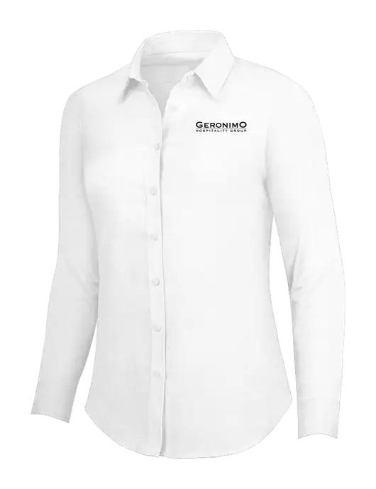 White Womens SuperPro Oxford Shirt w/Geronimo Logo
