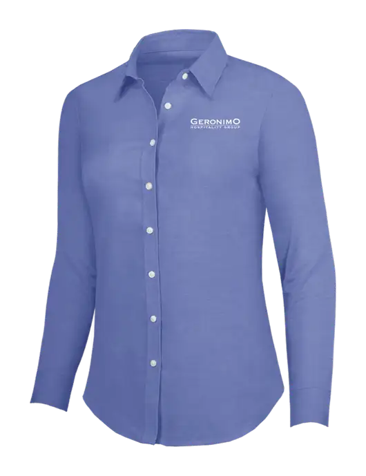 Navy Womens SuperPro Oxford Shirt w/Geronimo Logo