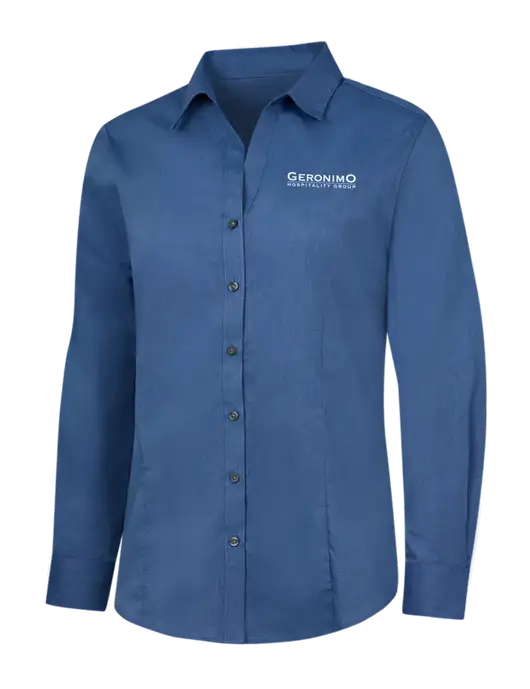 Light Navy Womens Crosshatch Easy Care Shirt w/Geronimo Logo