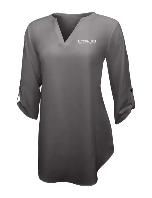Dark Grey Womens 3/4 Sleeve Tunic Blouse w/Geronimo Logo