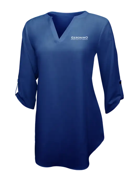 Dark Royal Womens 3/4 Sleeve Tunic Blouse w/Geronimo Logo