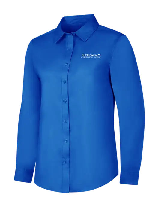 Womens Long Sleeve Royal Blue Superpro React Twill Shirt w/Geronimo Logo