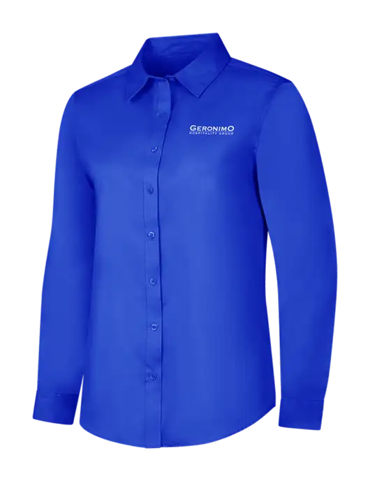 Womens Long Sleeve Dark Royal Superpro React Twill Shirt w/Geronimo Logo