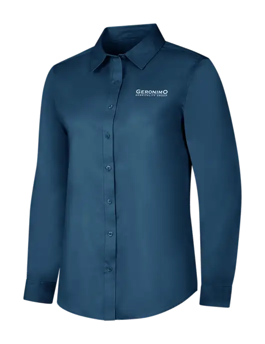 Light Navy Womens Long Sleeve Superpro React Twill Shirt w/Geronimo Logo