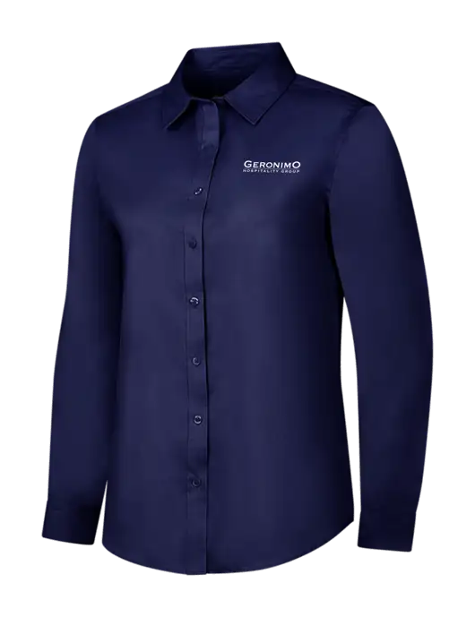 Navy Womens Long Sleeve Superpro React Twill Shirt w/Geronimo Logo