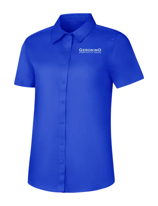 Womens Short Sleeve Dark Royal Superpro React Twill Shirt w/Geronimo Logo