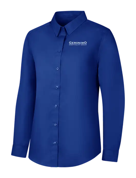 Womens Royal Long Sleeve Carefree Poplin Shirt w/Geronimo Logo