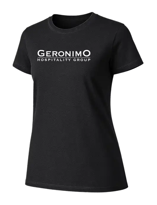 Womens Ring Spun Jet Black 4.5 oz T-Shirt w/Geronimo Logo