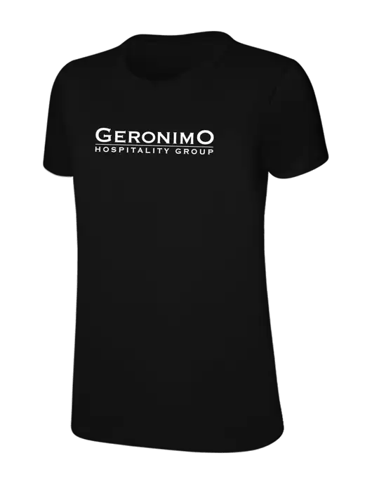 Womens Ring Spun Jet Black 4.5 oz T-Shirt w/Geronimo Logo