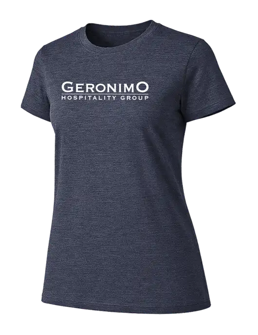 Womens Ring Spun Heather Navy 4.5 oz T-Shirt w/Geronimo Logo