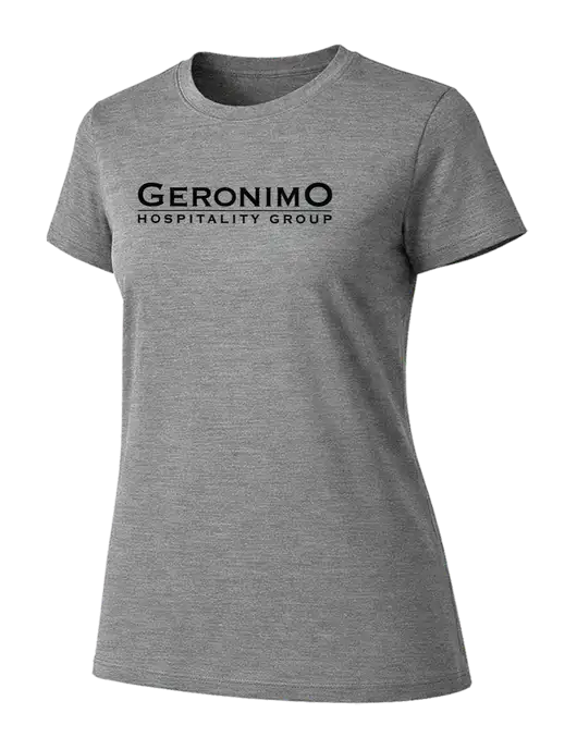 Womens Ring Spun Light Grey Heather 4.5 oz T-Shirt w/Geronimo Logo