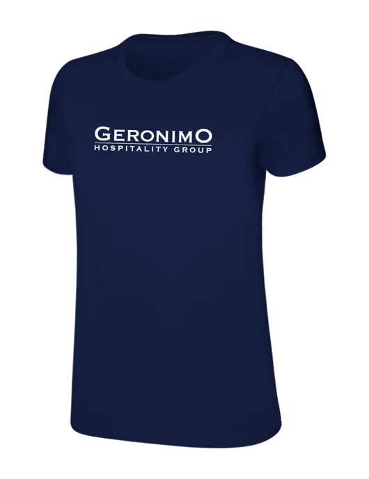 Womens Ring Spun Navy 4.5 oz T-Shirt w/Geronimo Logo