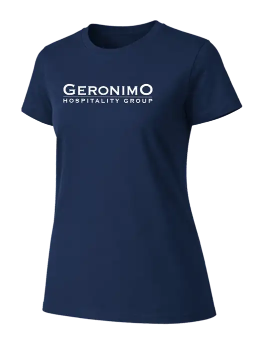 Womens Ring Spun Navy 4.5 oz T-Shirt w/Geronimo Logo