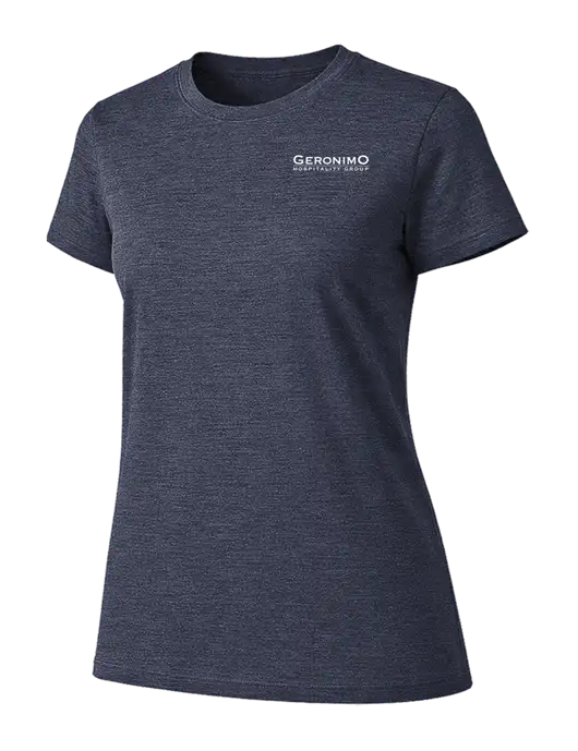 Womens Ring Spun Heather Navy 4.5 oz T-Shirt w/Geronimo Logo