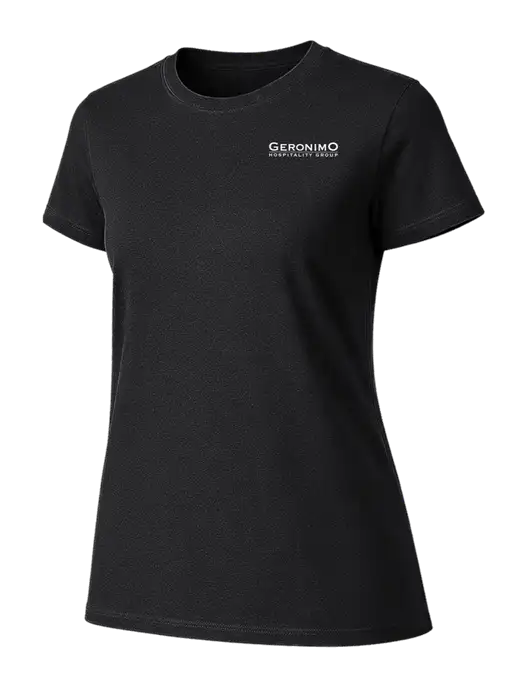 Womens Ring Spun Jet Black 4.5 oz T-Shirt w/Geronimo Logo