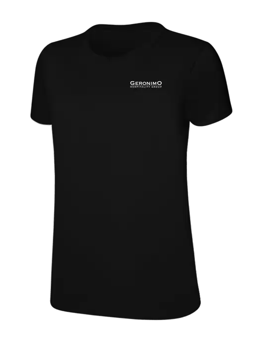 Womens Ring Spun Jet Black 4.5 oz T-Shirt w/Geronimo Logo