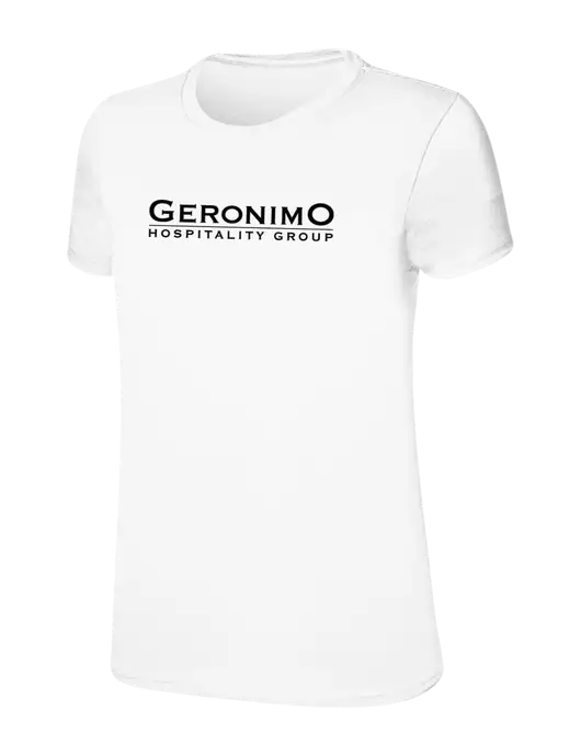 Womens Ring Spun White 4.5 oz T-Shirt w/Geronimo Logo