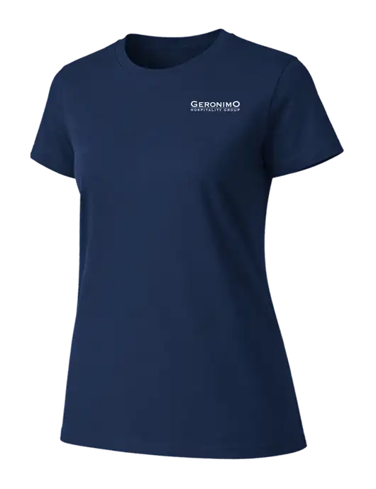 Womens Ring Spun Navy 4.5 oz T-Shirt w/Geronimo Logo