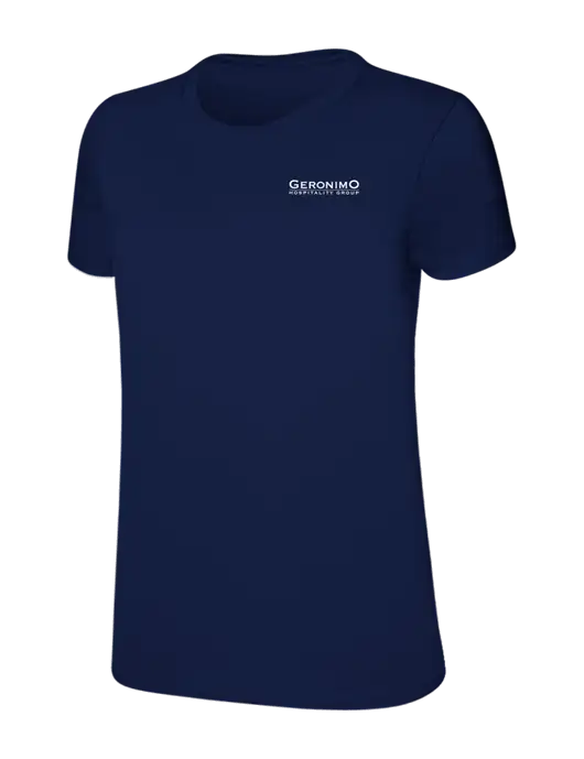 Womens Ring Spun Navy 4.5 oz T-Shirt w/Geronimo Logo