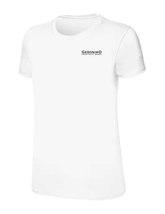 Womens Ring Spun White 4.5 oz T-Shirt w/Geronimo Logo