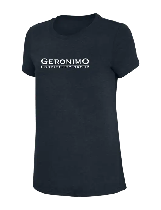 Womens Simply Soft Navy 4.5oz Poly/Combed Ring Spun Cotton T-Shirt w/Geronimo Logo