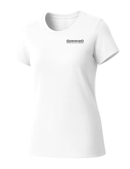 Womens Seriously Soft White T-Shirt w/Geronimo Logo