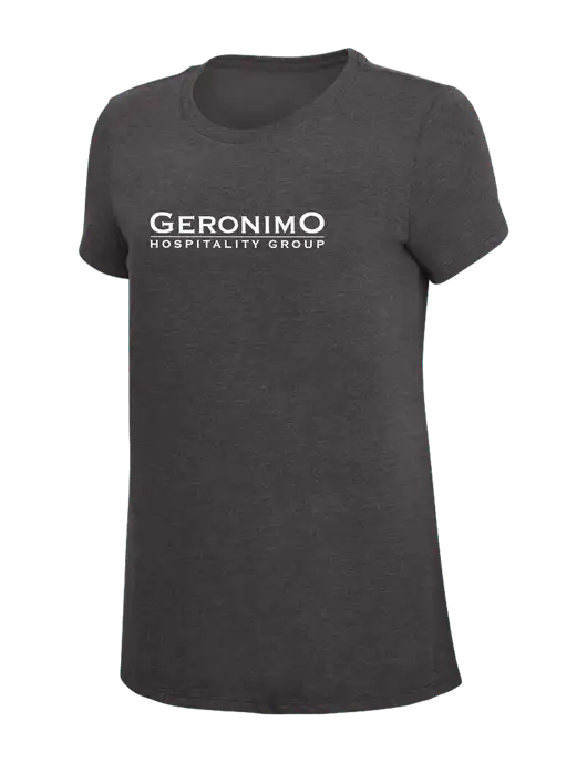 Womens Simply Soft Heather Charcoal 4.5oz  Poly/Combed Ring Spun Cotton T-Shirt w/Geronimo Logo