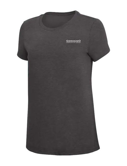 Womens Simply Soft Heather Charcoal 4.5oz  Poly/Combed Ring Spun Cotton T-Shirt w/Geronimo Logo