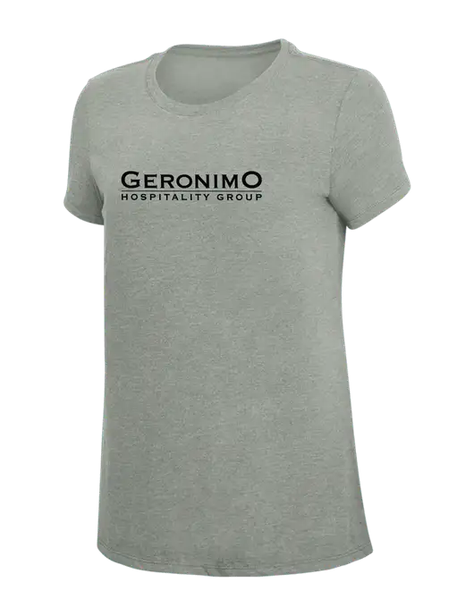 Womens Simply Soft Grey Frost 4.5oz  Poly/Combed Ring Spun Cotton T-Shirt w/Geronimo Logo