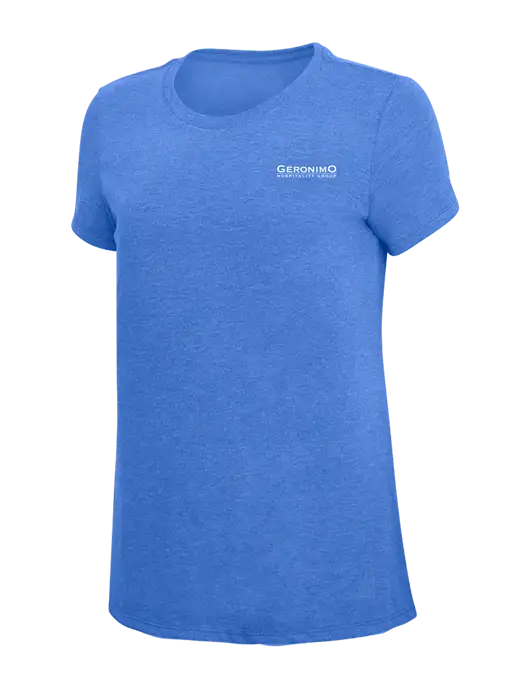 Womens Simply Soft Royal Frost 4.5oz  Poly/Combed Ring Spun Cotton T-Shirt w/Geronimo Logo
