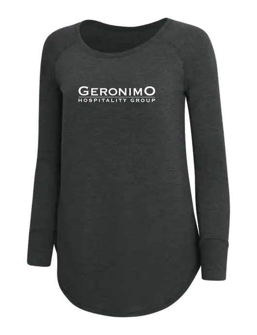 Womens Perfect Wide Collar Tunic Tri-Blend Black Frost 4.5 oz T-Shirt w/Geronimo Logo