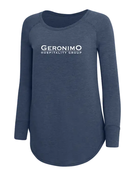 Womens Perfect Wide Collar Tunic Tri-Blend Navy Frost 4.5 oz T-Shirt w/Geronimo Logo