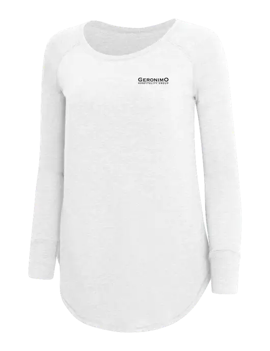 Womens Perfect Wide Collar Tunic Tri-Blend White 4.5 oz T-Shirt w/Geronimo Logo