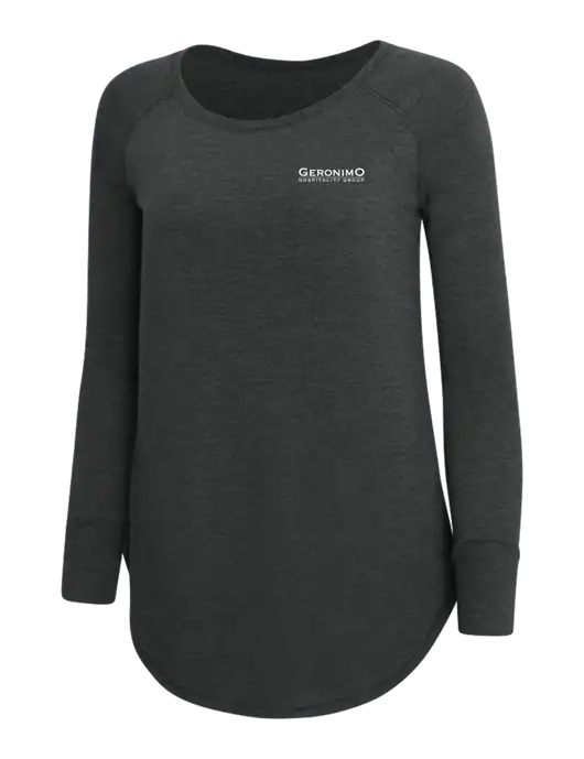 Womens Perfect Wide Collar Tunic Tri-Blend Black Frost 4.5 oz T-Shirt w/Geronimo Logo