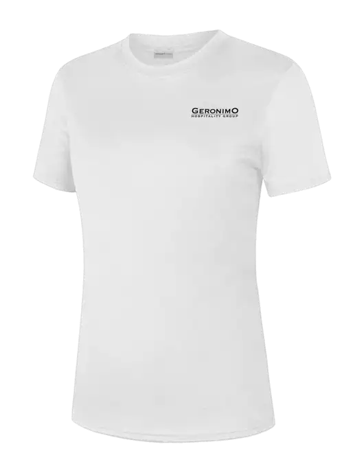  Womens White PosiCharge Competitor Tee w/Geronimo Logo