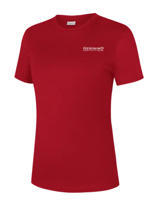  Womens Red PosiCharge Competitor Tee w/Geronimo Logo