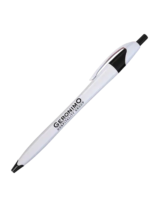Novella White/Black Classic Pen - Blue Ink w/Geronimo Logo