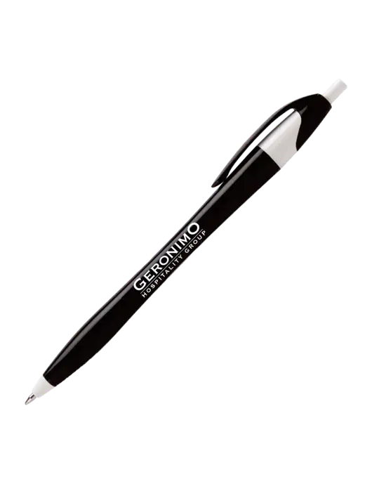 Novella Black/White Executive Pen - Blue Ink w/Geronimo Logo