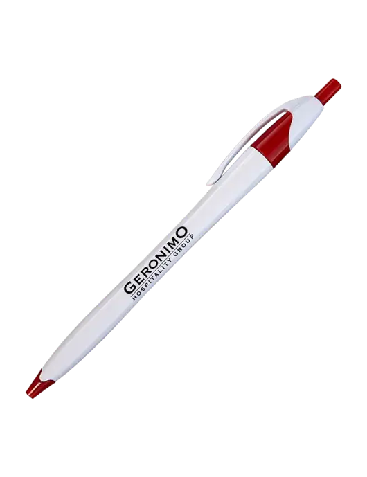 Novella White/Red Classic Pen - Blue Ink w/Geronimo Logo