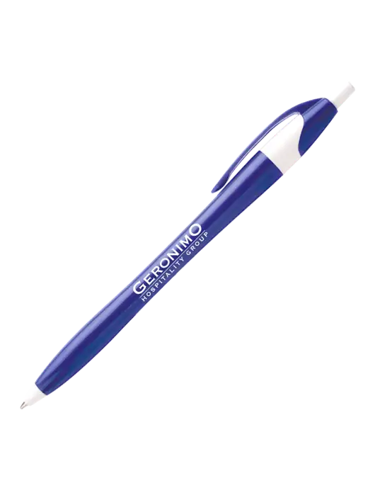 Novella Royal/White Executive Pen - Blue Ink w/Geronimo Logo