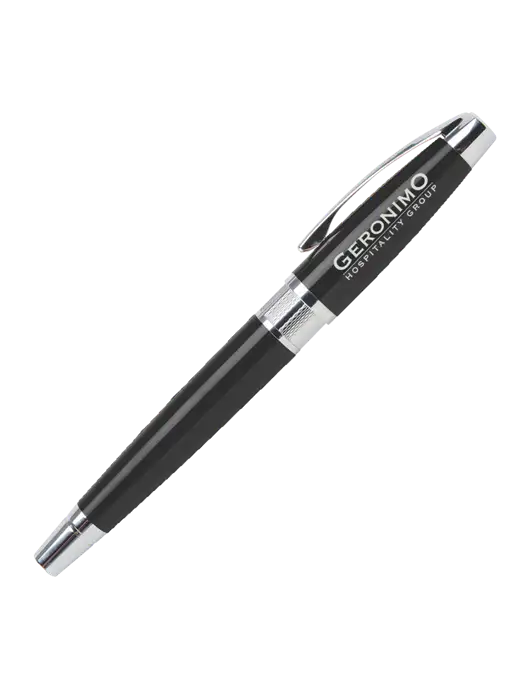 Masscotti Black Rollerball Pen - Black Ink w/Geronimo Logo