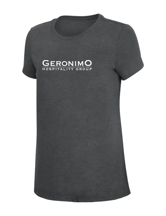 Womens Simply Soft Charcoal 4.5oz Poly/Combed Ring Spun Cotton T-Shirt w/Geronimo Logo