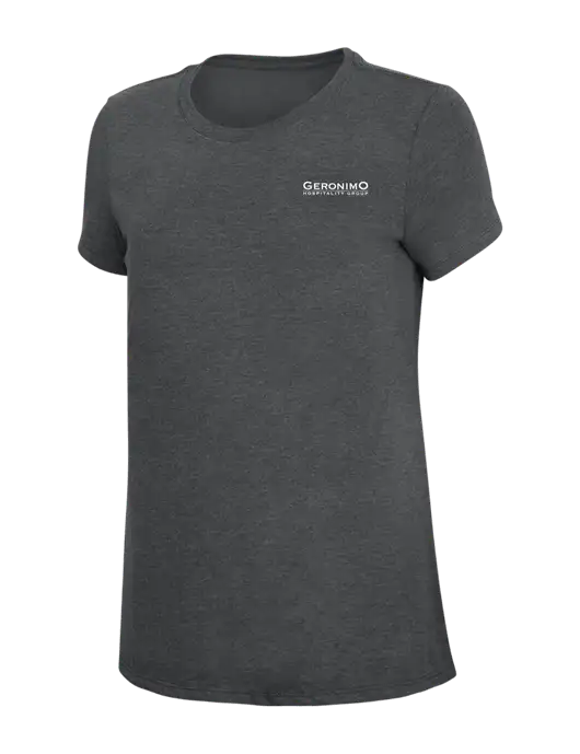 Womens Simply Soft Charcoal 4.5oz Poly/Combed Ring Spun Cotton T-Shirt w/Geronimo Logo